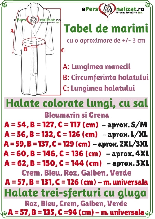 condenser Collapse hat Ghid de masuri pentru halatele de baie - Cadouri personalizate cu stil! |  ePersonalizat.ro